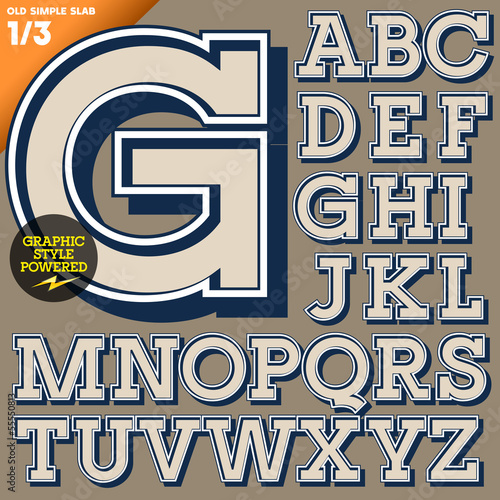 Old fashioned alphabet. Vintage style. Simple outlined