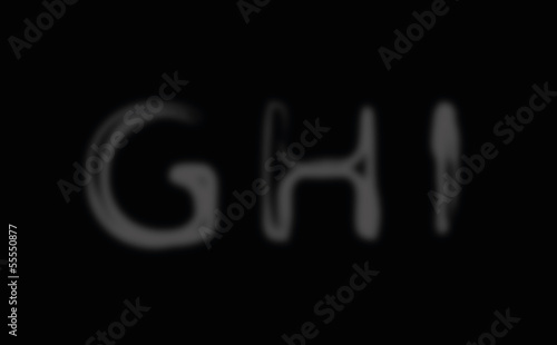 Smoke alphabet font. Letters G-I