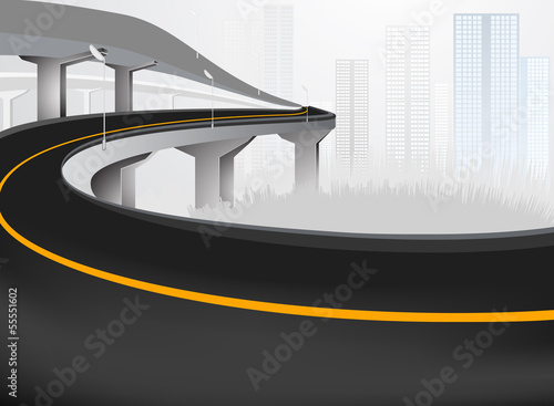 Elevated Expressway into city vector background
