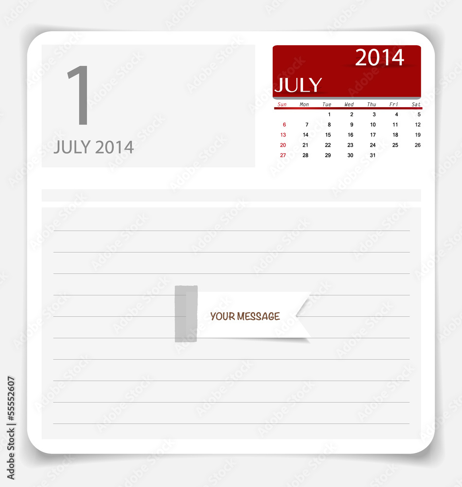 Simple 2014 calendar, July. Vector illustration. Simple 2014 calendar, July. Vector illustration.