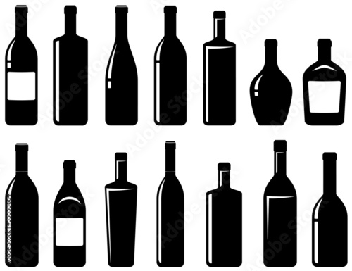 set of glossy wine bottles photo