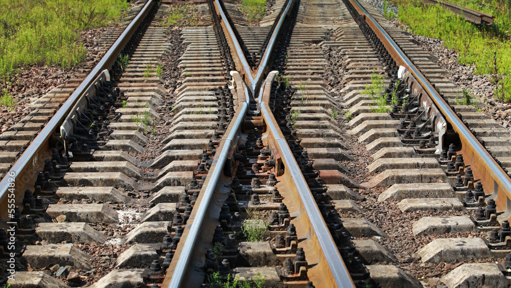 Modern railroad junction perspective Modern railroad junction perspective