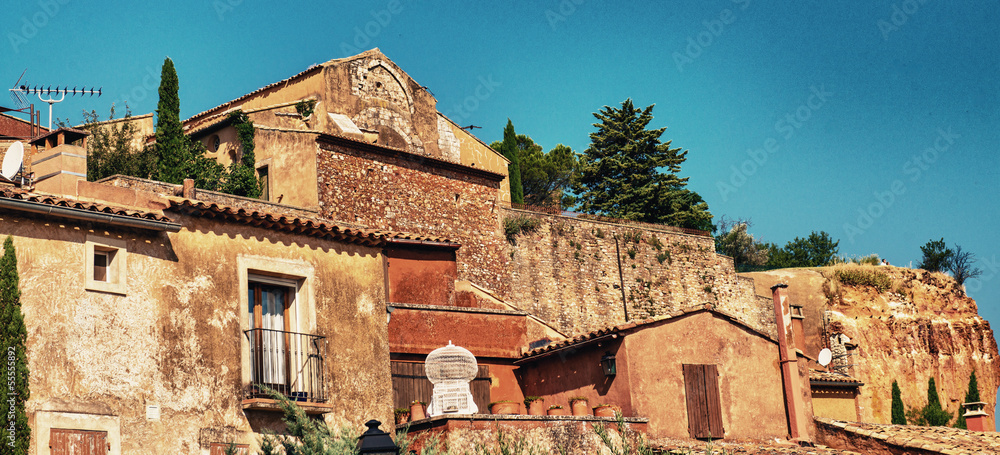Red Houses of Roussillon in Provence - France