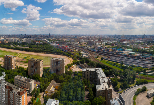 aerial view of the Moscow, summer sunny day