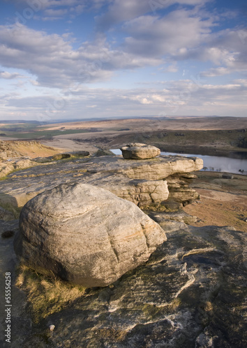 wind eroded moorland boulders photo