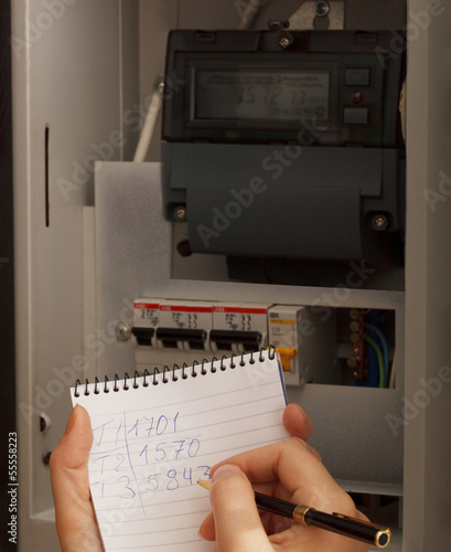 Rewriting of the electrical meter readings photo