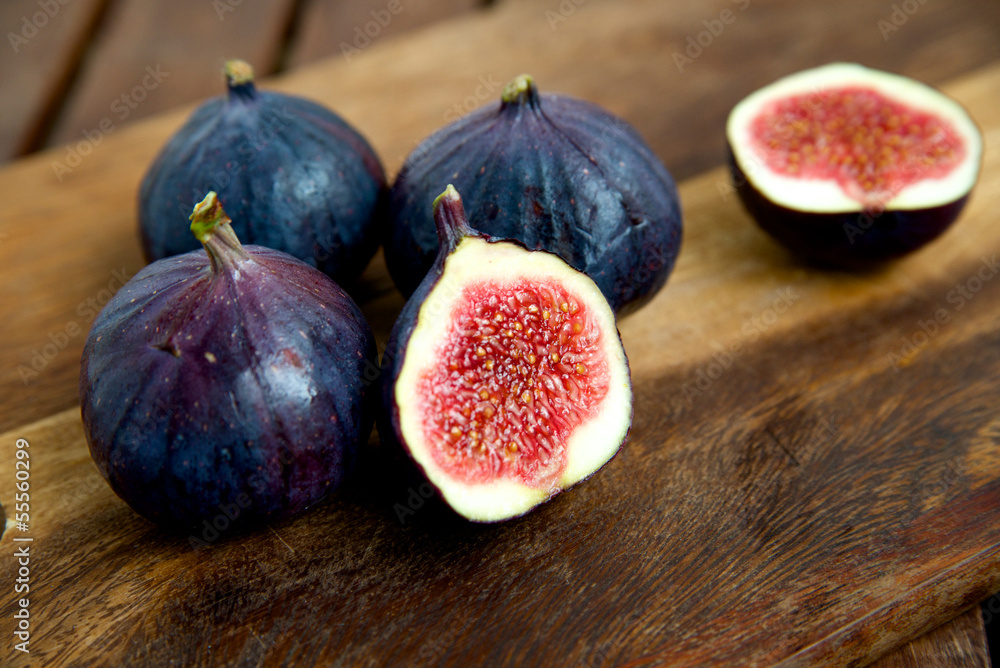 Figs on a wooden board