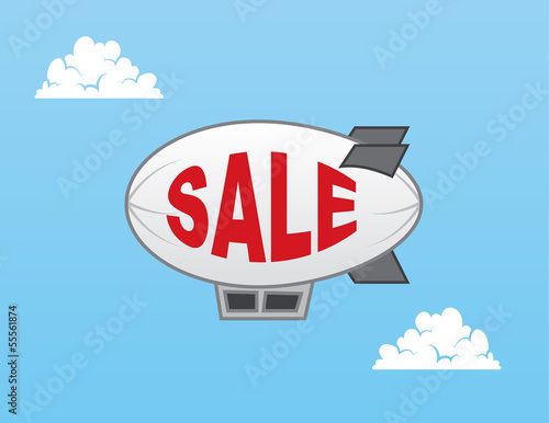 Airship blimp with sale text