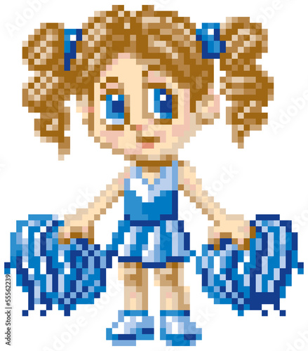 Pixel Art Cheerleader Girl Vector Illustration