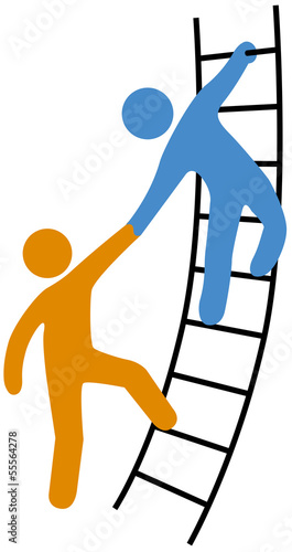 People helping join up ladder