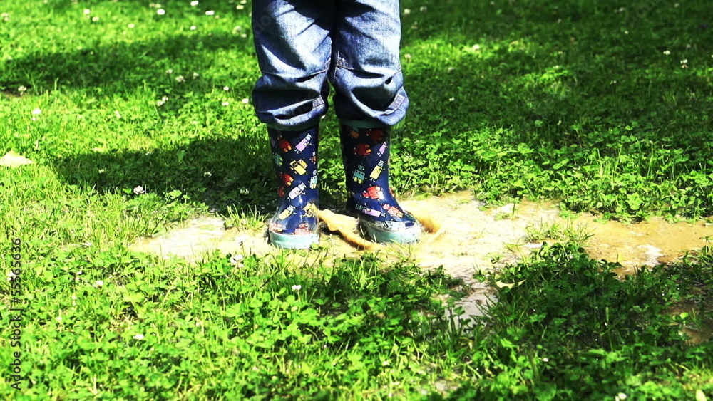 Child splashing in puddle, slow motion shot at 240fps Child splashing in puddle, slow motion shot at 240fps