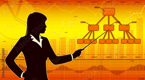 Businesswoman shows diagram