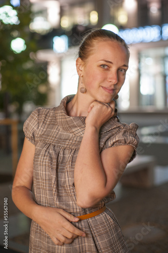 Beautifull girl stay at the square in the night © Alexey Kozak