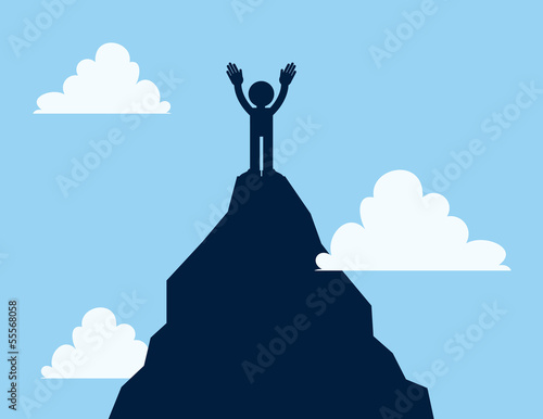 Figure standing on the top of a mountaintop © milo827