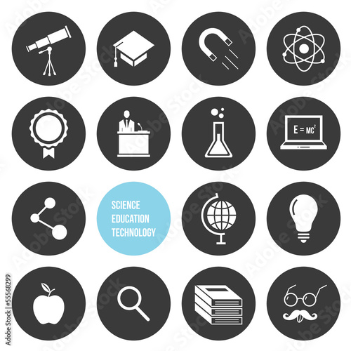 Obraz na płótnie Vector Science Education and Technology Icons Set