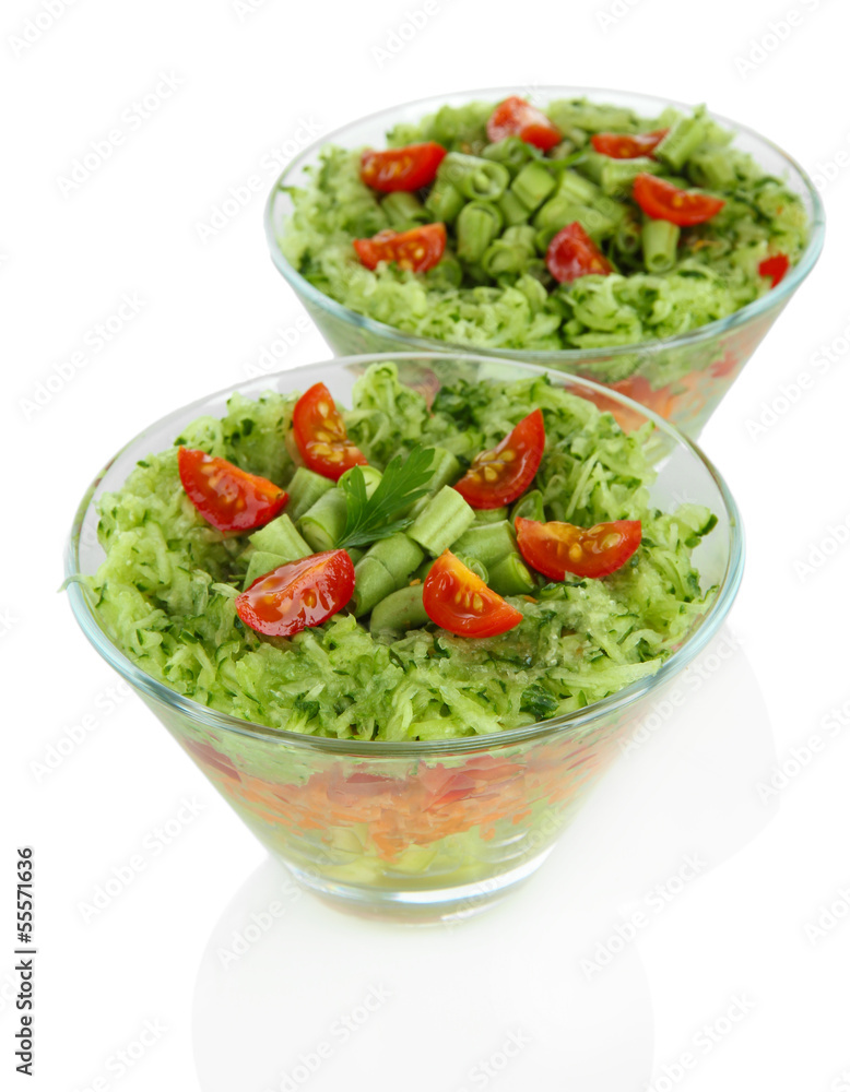 Tasty salad with fresh vegetables, isolated on white Tasty salad with fresh vegetables, isolated on white