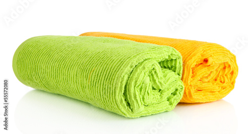 Colorful towels isolated on white