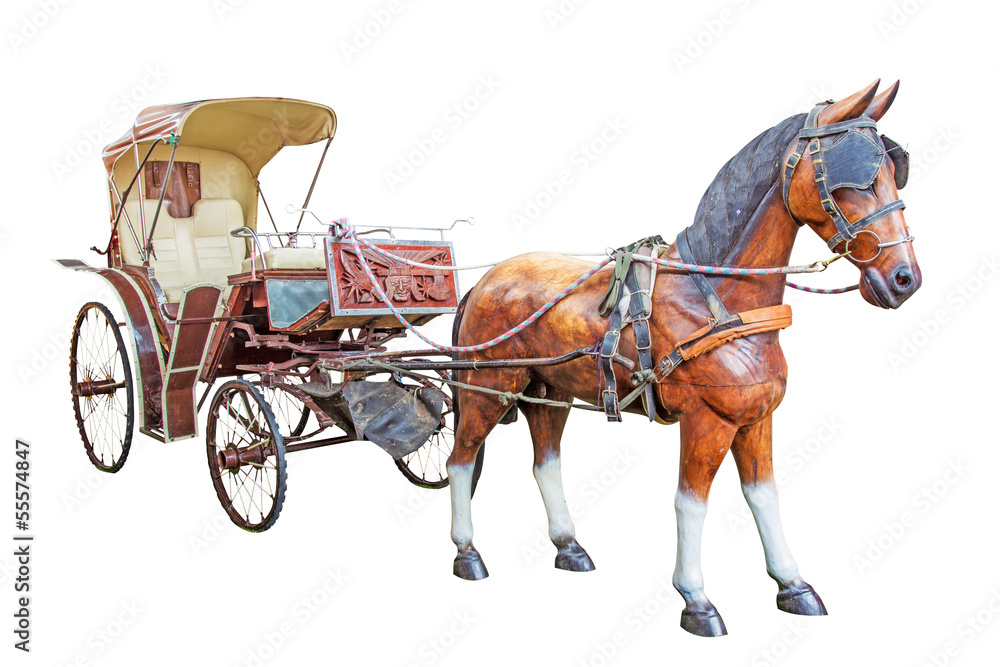 wood horse and carriage isolate on white background with clippin wood horse and carriage isolate on white background with clippin