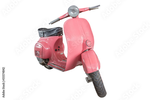 pink scooter classic motorcycle isolate on white with clipping p
