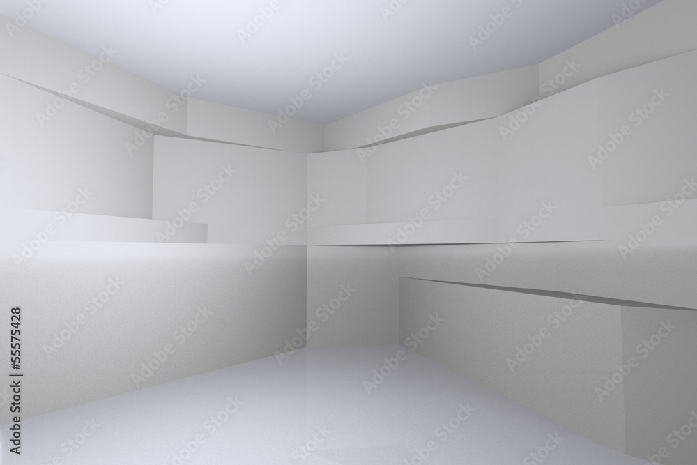 Empty room with free form wall Empty room with free form wall