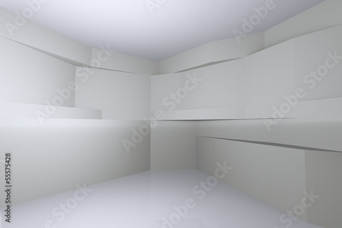 Empty room with free form wall