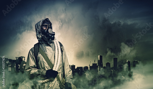 Obraz na płótnie Stalker in gas mask