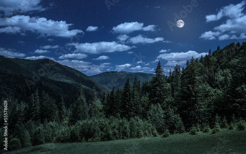 Photo night over carpathian mountains