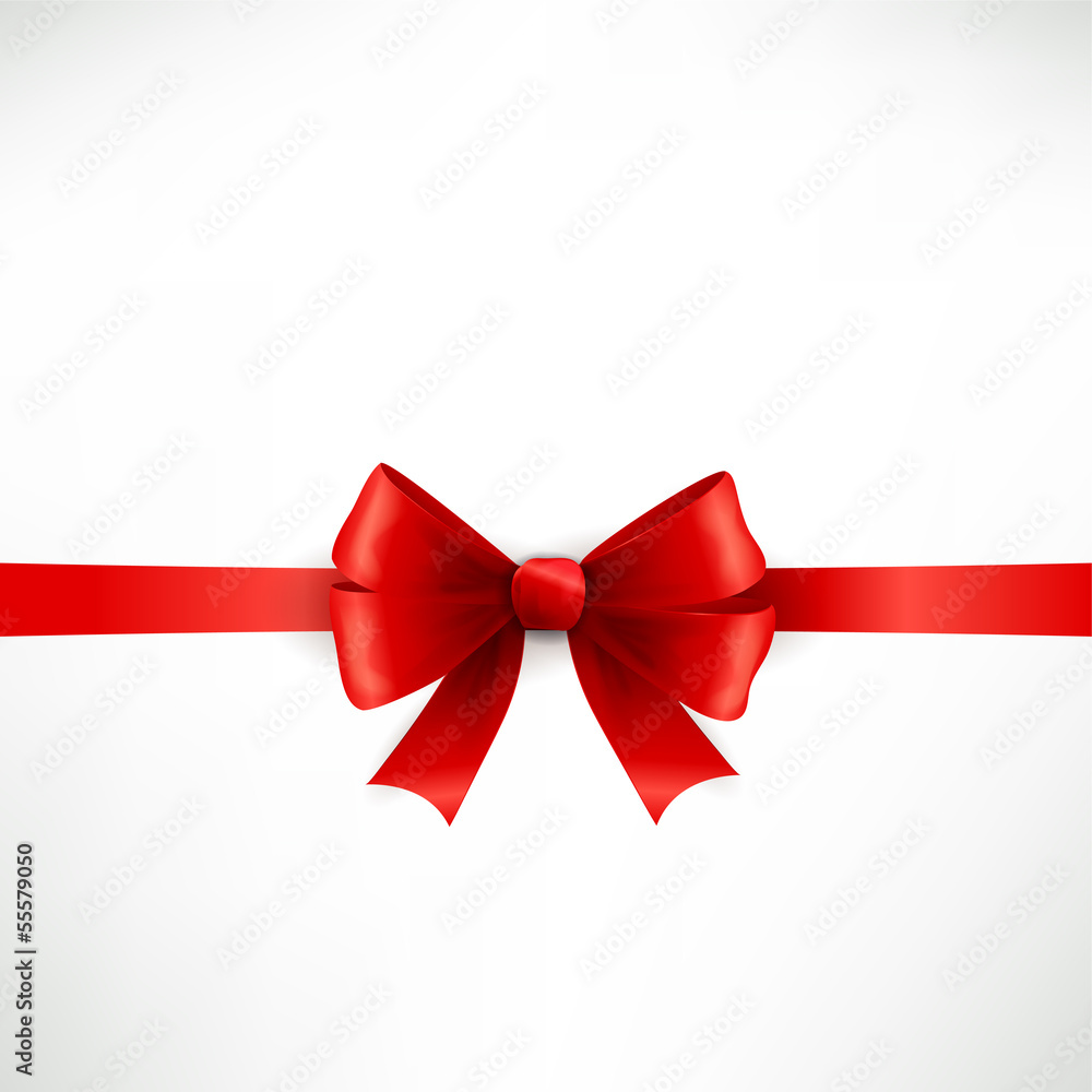 elegant red ribbon and bow isolated on white elegant red ribbon and bow isolated on white