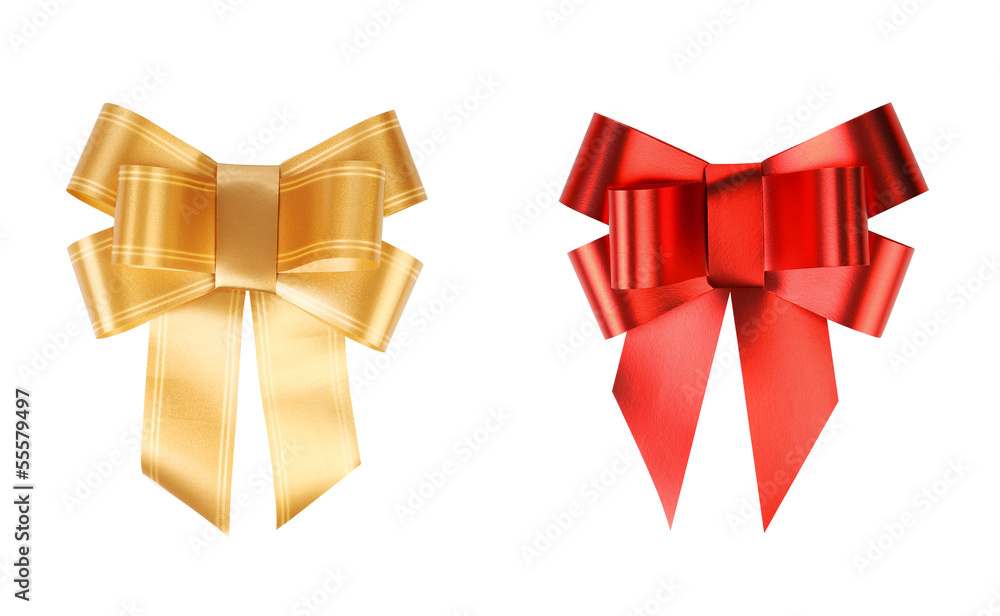 Gold and red bows.