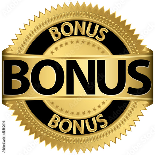 Bonus golden label, vector illustration