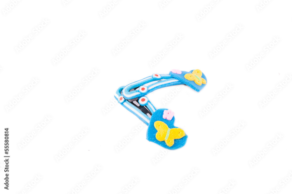 blue hair-pin on white background blue hair-pin on white background