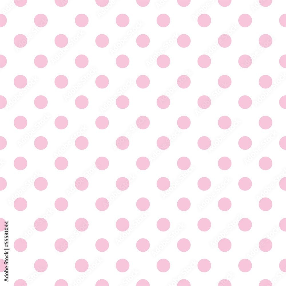 Seamless vector pattern pastel pink polka dots white background