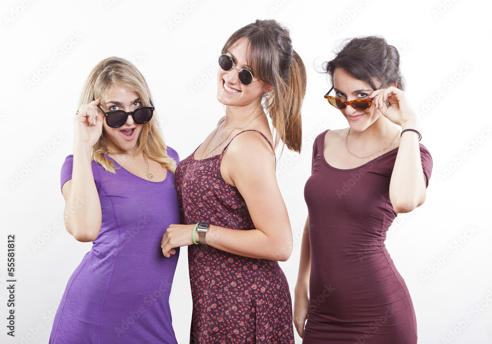 three happy young women portrait three happy young women portrait