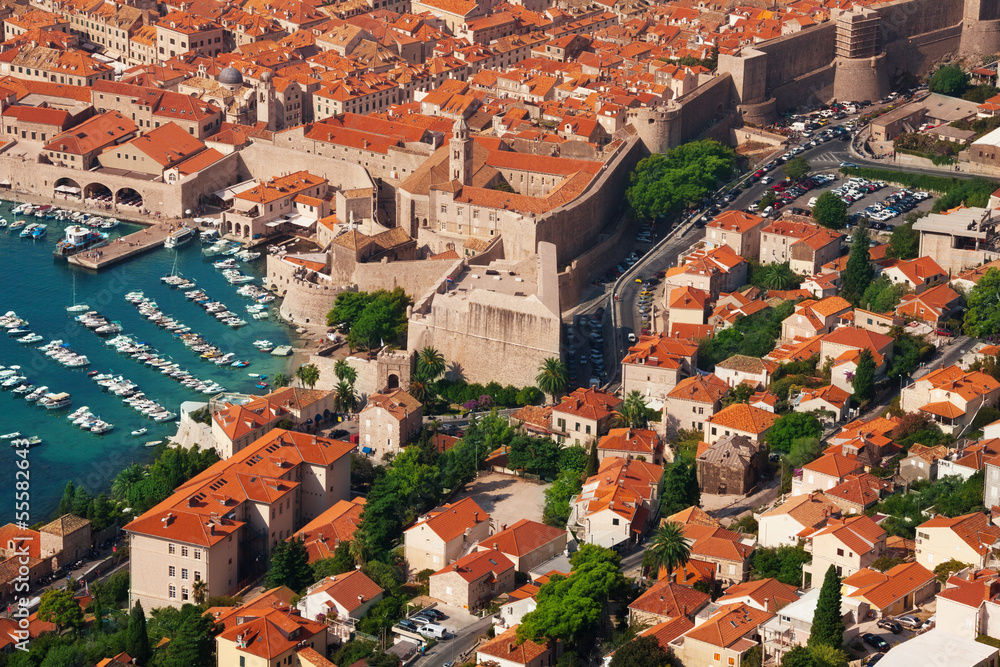 Houses and port of Dubrovnik