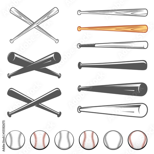 Set of baseball club emblem design elements