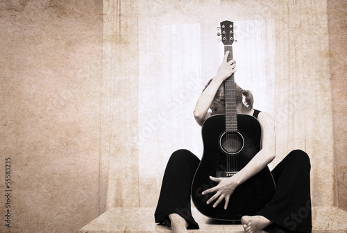 artwork  in grunge style,  music