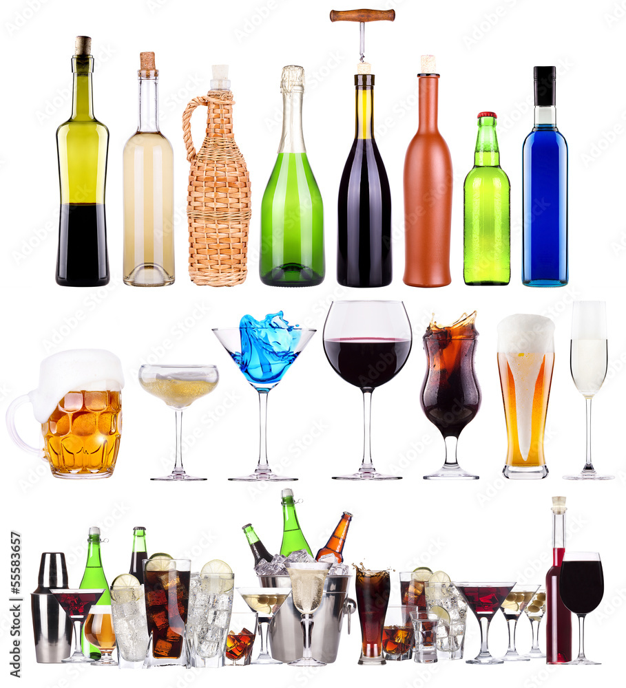 alcoholic drinks set with splash alcoholic drinks set with splash