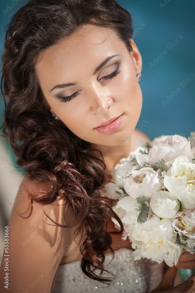 Beautiful bride in wedding day In bridal dress. newlywed woman