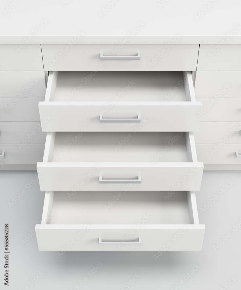 cupboard with opened drawers cupboard with opened drawers