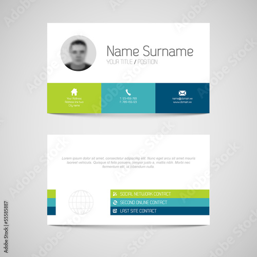 Modern business card template with flat user interface