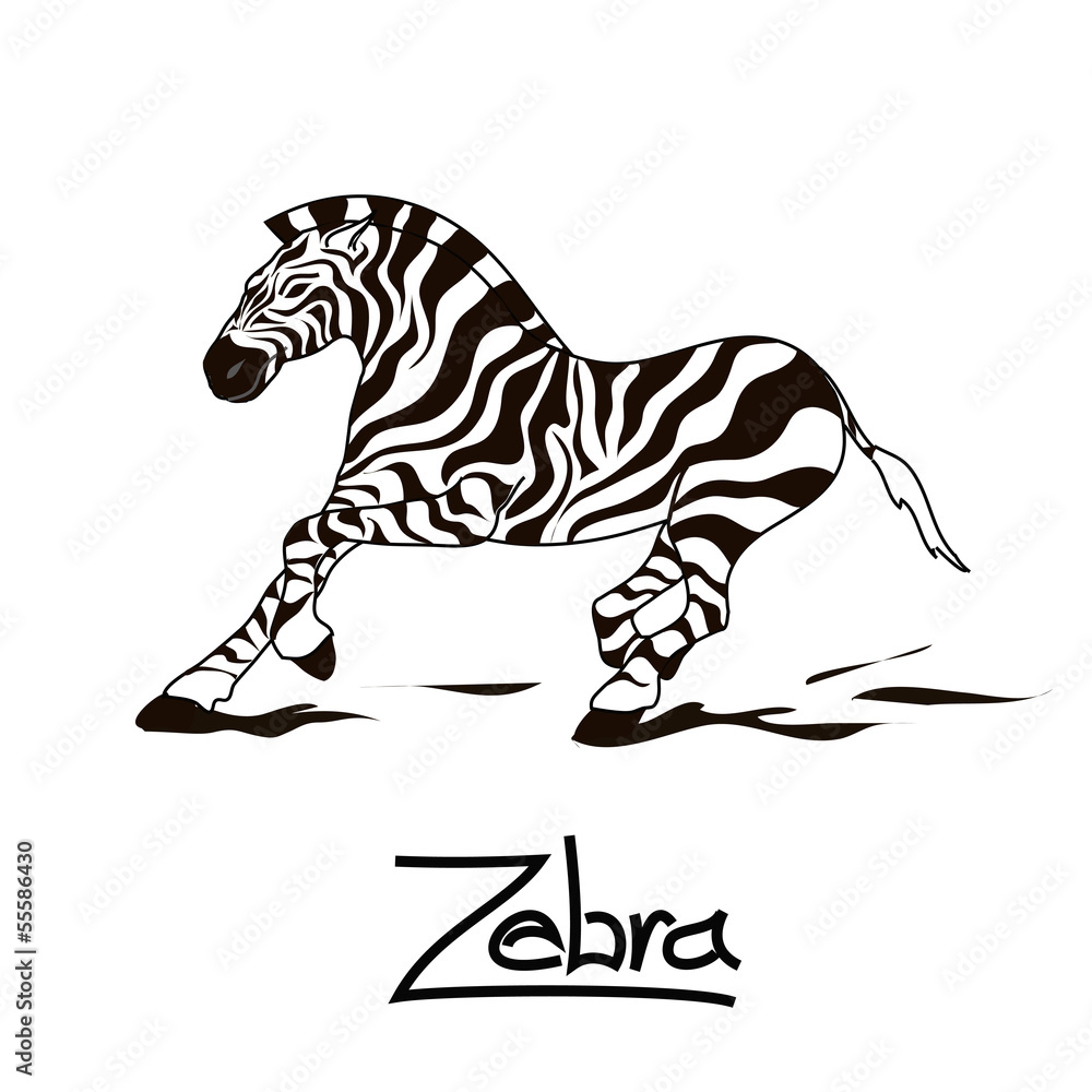 Isolated icon of running zebra