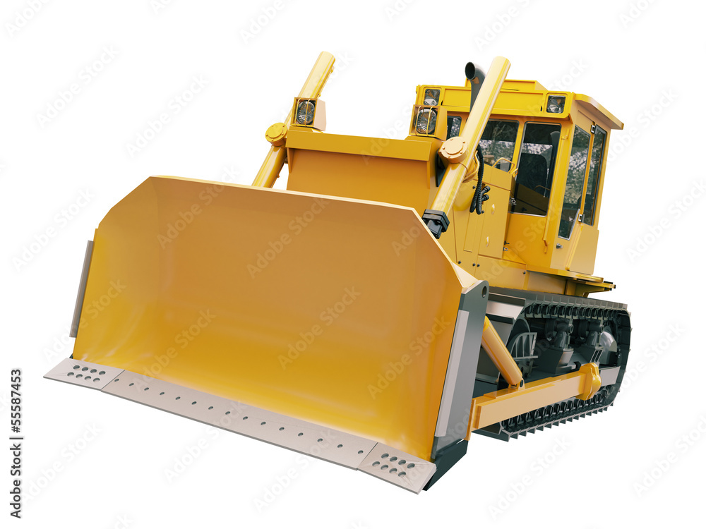 Fototapeta premium Heavy crawler bulldozer isolated
