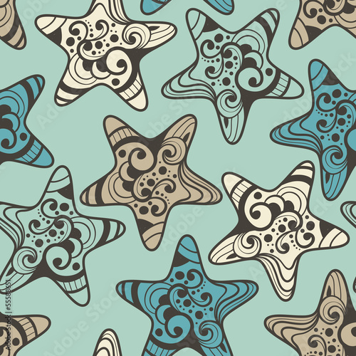 Vector Seamless Pattern with Highly Detailed Stars