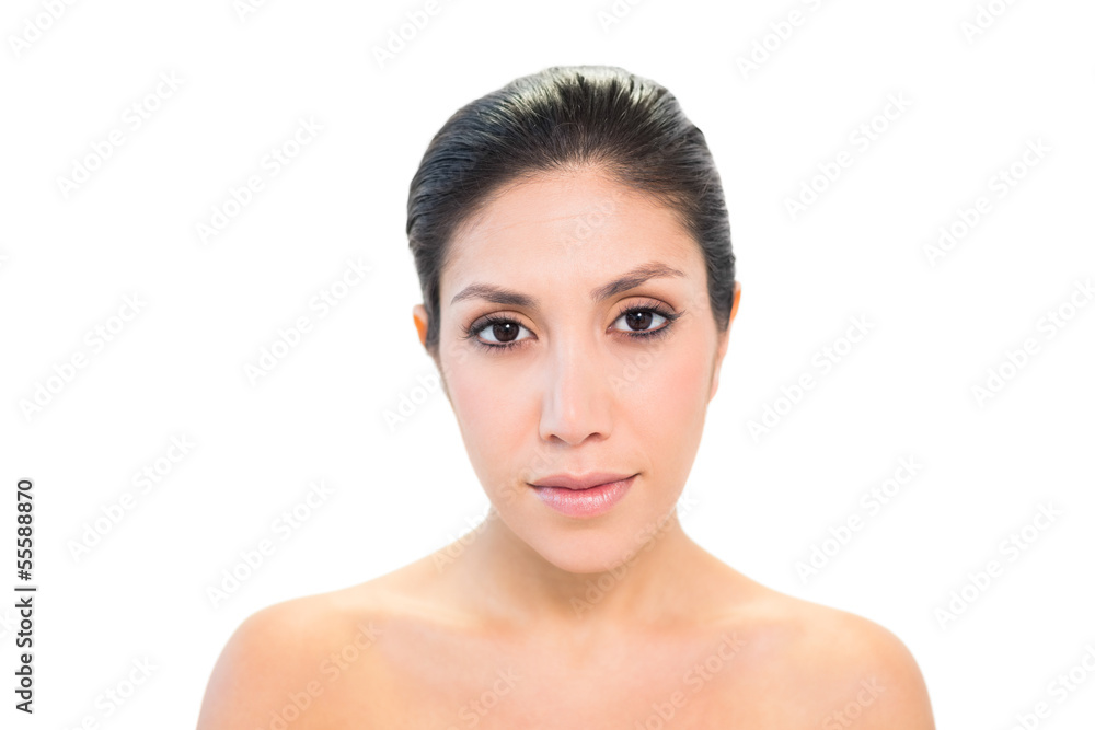 Content brunette looking at camera Content brunette looking at camera