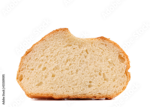 Piece of bread loaf isolated on white background