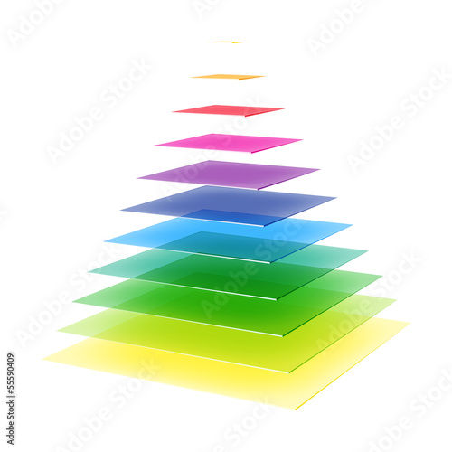Layered rainbow colored pyramid