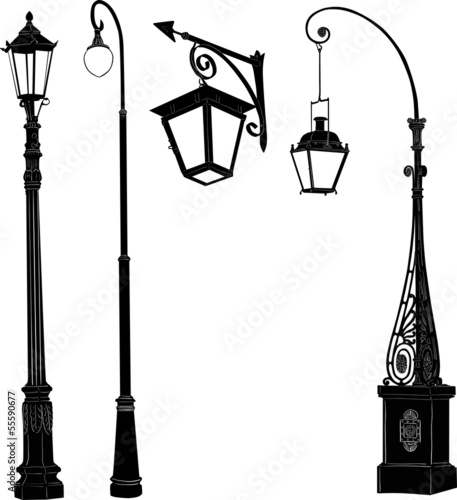 decorated four street lamps collection