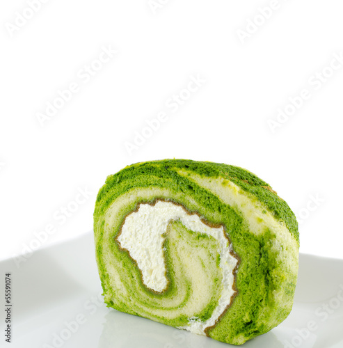 Green tea Cake Roll with fresh cream