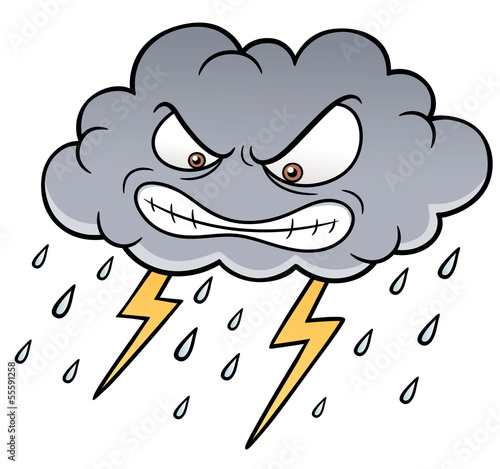 Vector illustration of Cartoon Clouds with Thunder