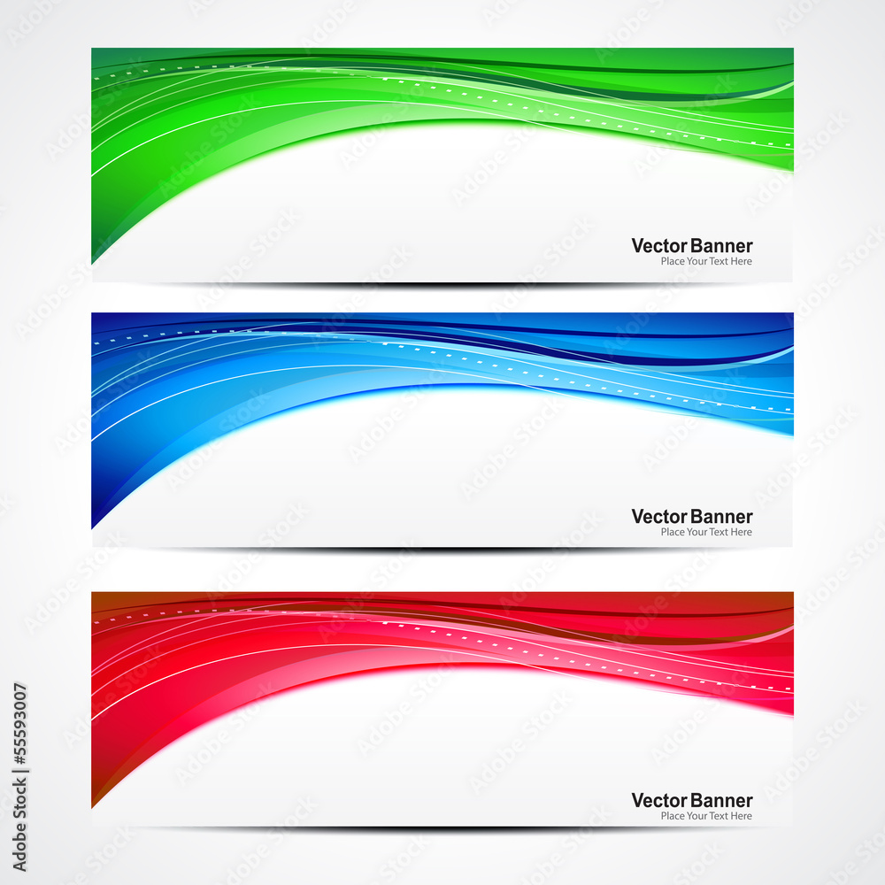 Abstract Colorful wave banner Set Abstract Colorful wave banner Set